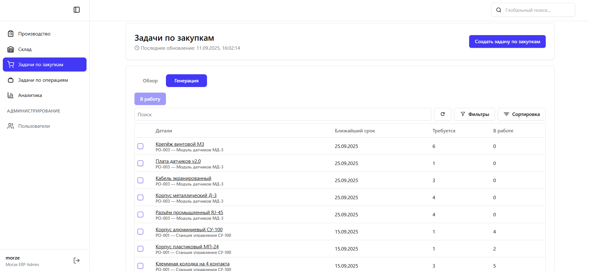 PMS: MRP и подбор позиций